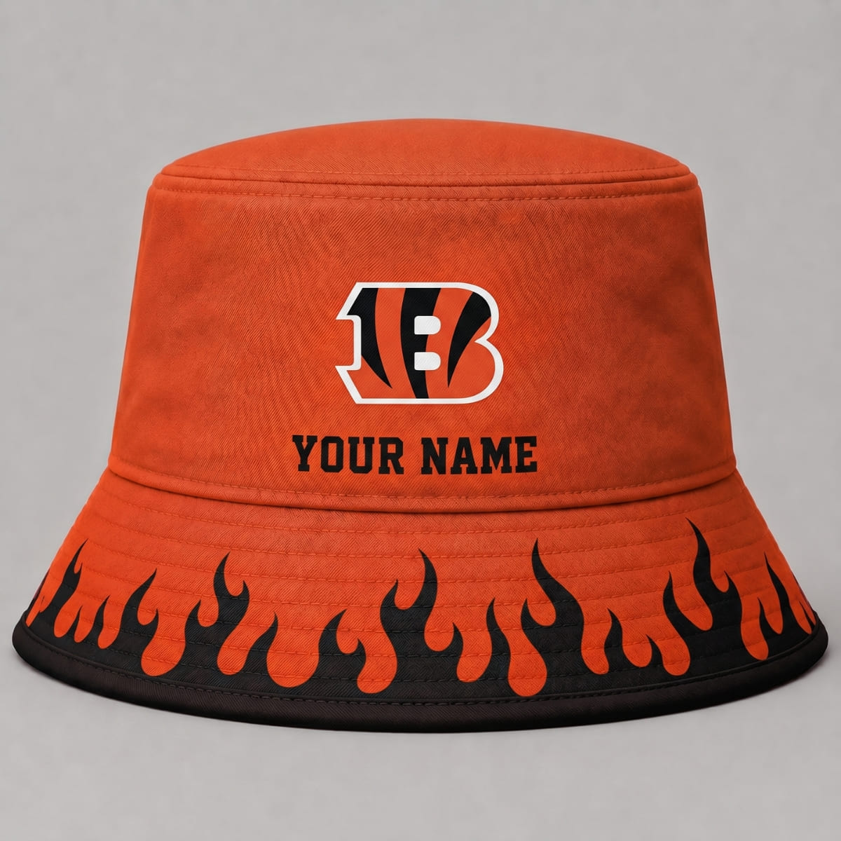 Personalized Cincinnati Bengals Flame Brim Bucket Hat – Custom Name | NFL Fan Outfit