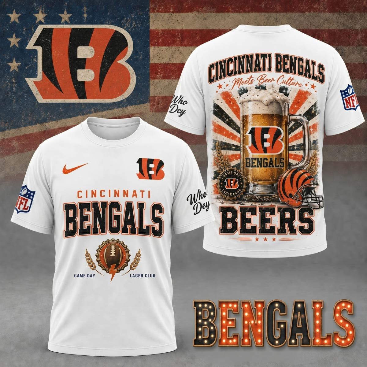 Cincinnati Bengals Game Day Lager Club Unisex T-Shirt – NFL Fan Outfit