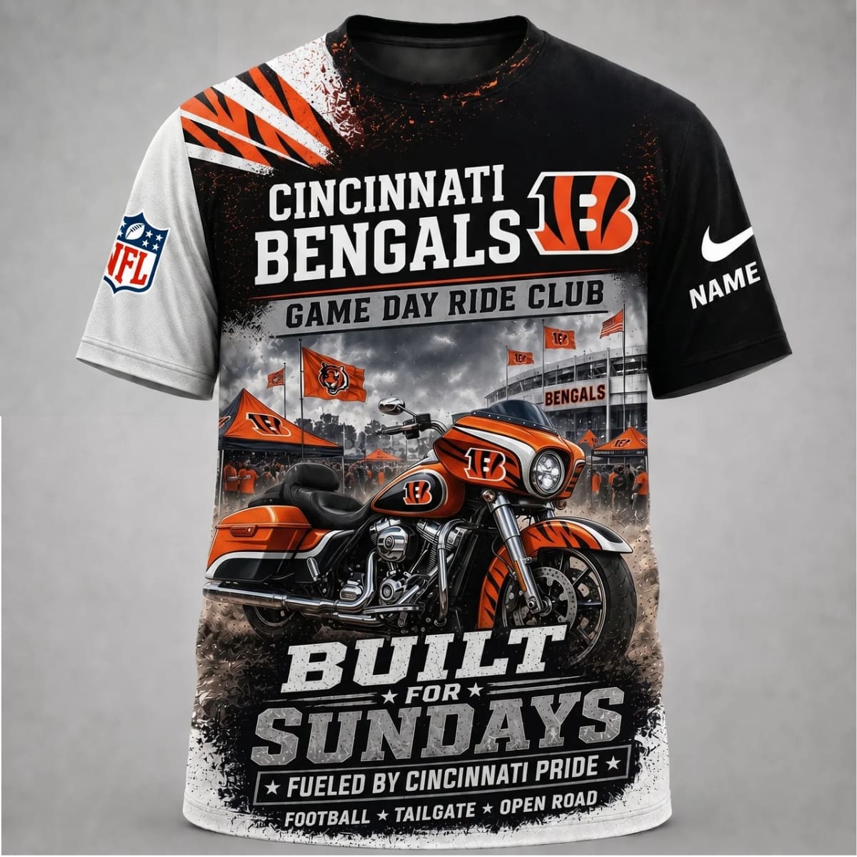 Personalized Cincinnati Bengals Game Day Ride Club Unisex T-Shirt – Custom Name | NFL Fan Outfit