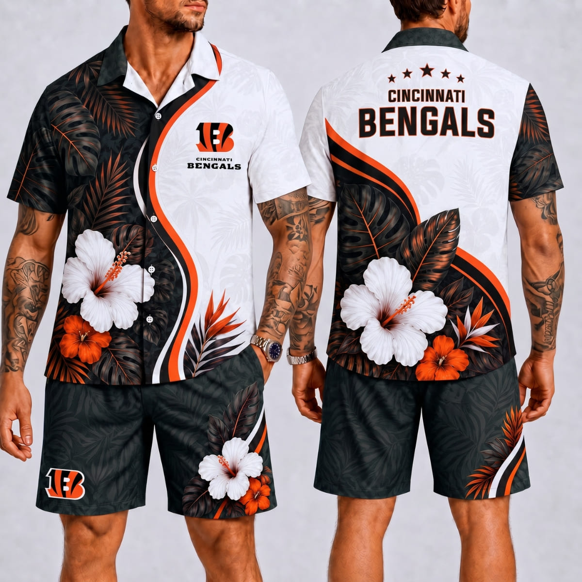 Cincinnati Bengals Tropical Tailgate Hawaii Shirt & Shorts Set – NFL Fan Outfit