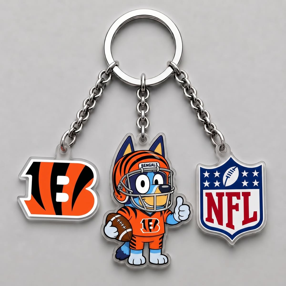 Cincinnati Bengals x Bluey Triple Charm Keychain | NFL Fan Gift