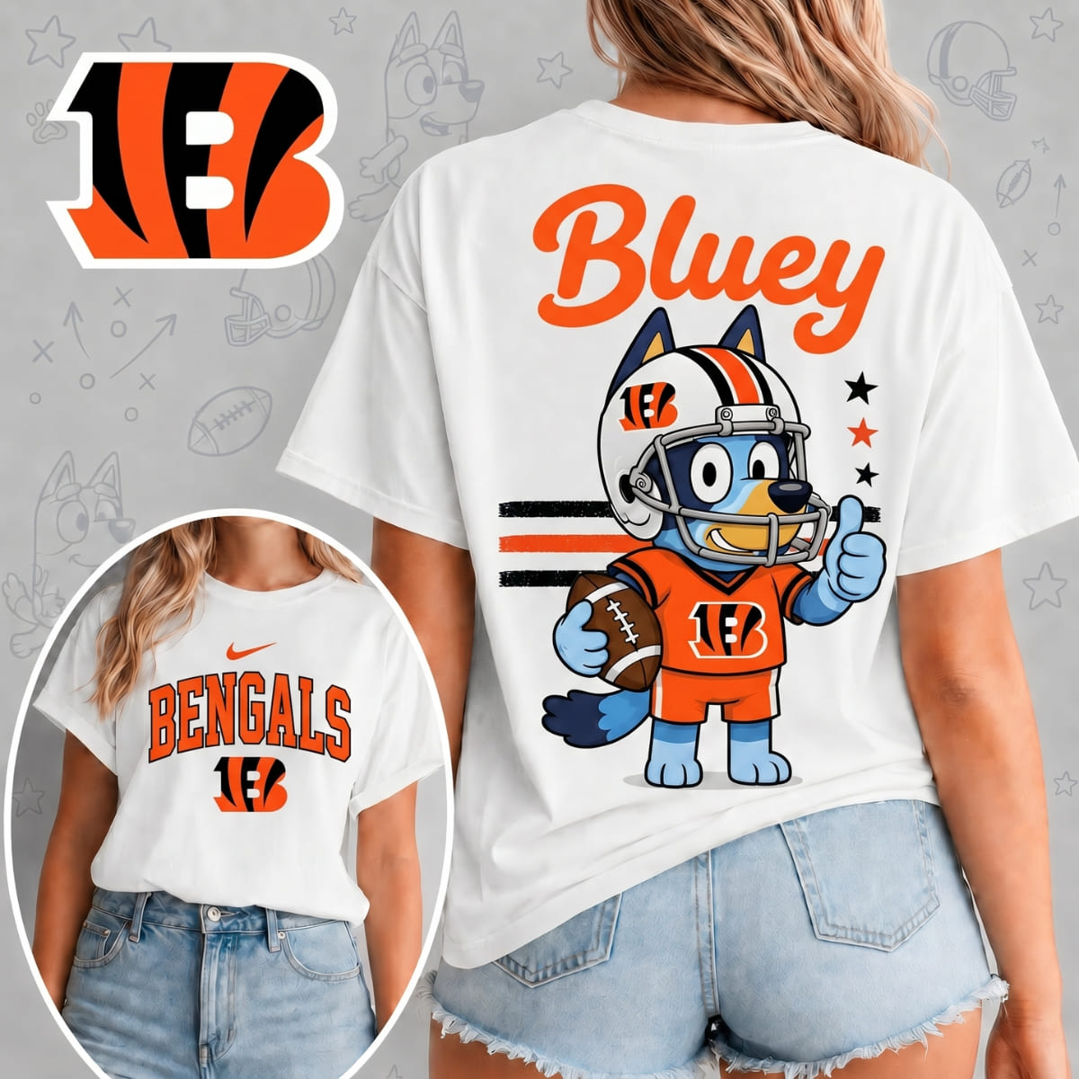 Cincinnati Bengals x Bluey Football Game Day Unisex T-Shirt – NFL Fan Outfit