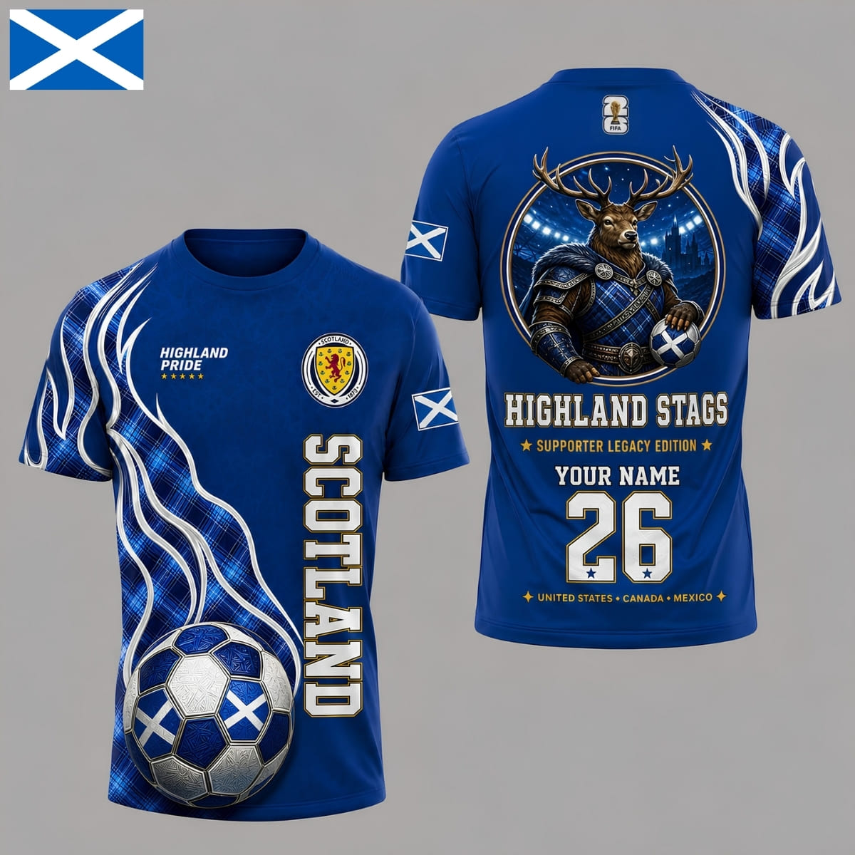Personalized Scotland Highland Stags World Cup 2026 Unisex T-Shirt – Custom Name & Number