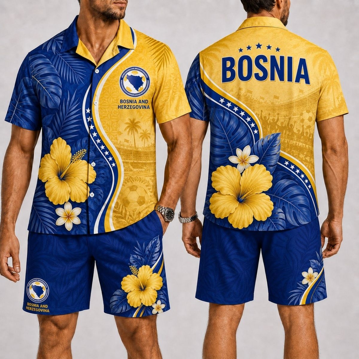 Island Wave Bosnia and Herzegovina Hawaii Shirt & Shorts Set – World Cup 2026