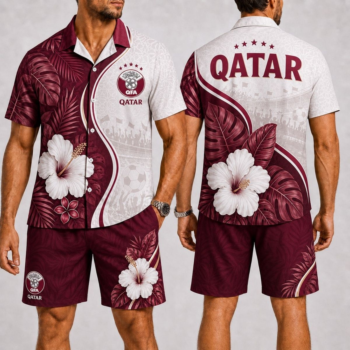 Island Wave Qatar Hawaii Shirt & Shorts Set – World Cup 2026