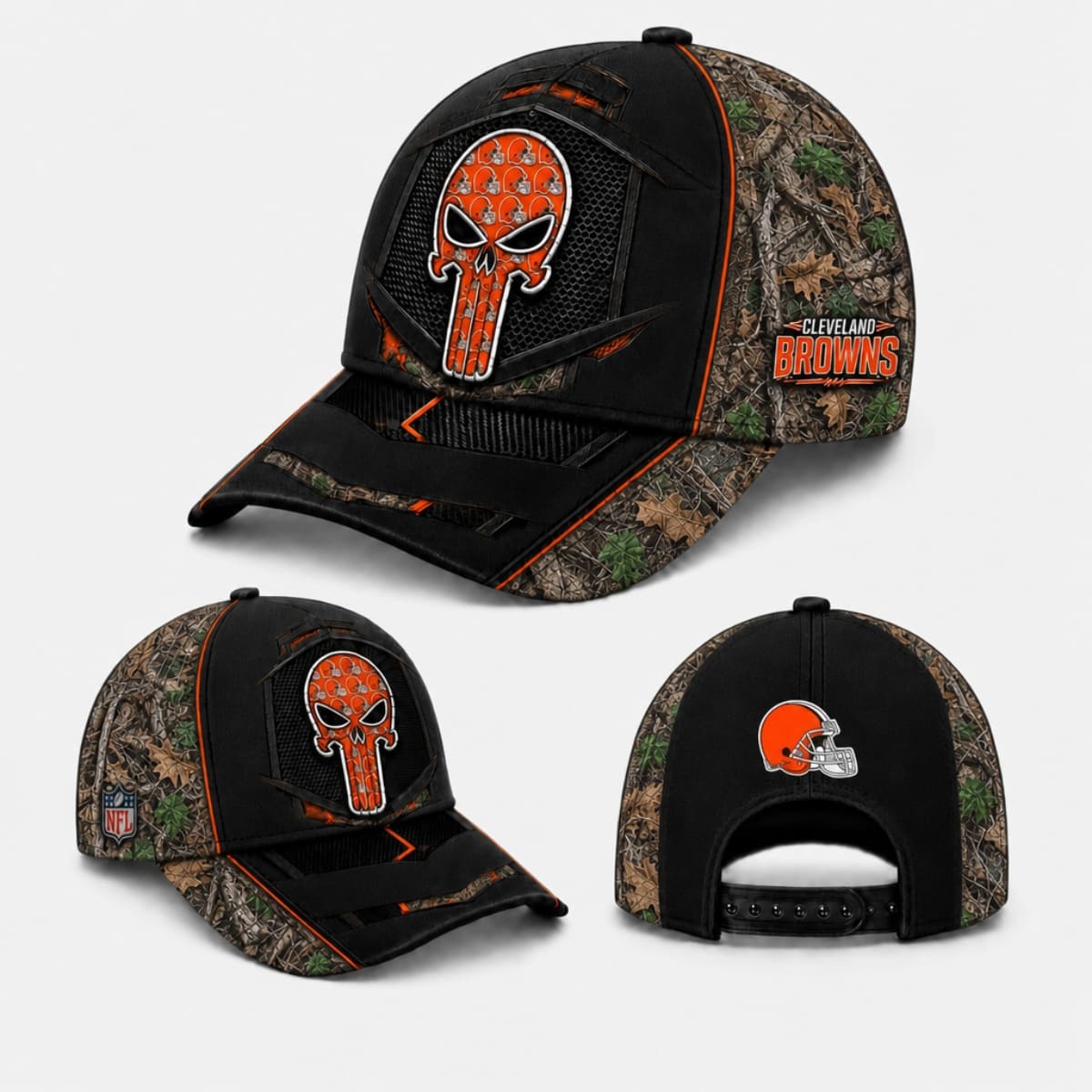 Cleveland Browns Tactical Camo Skull Cap – Custom Name | NFL Fan Outfit