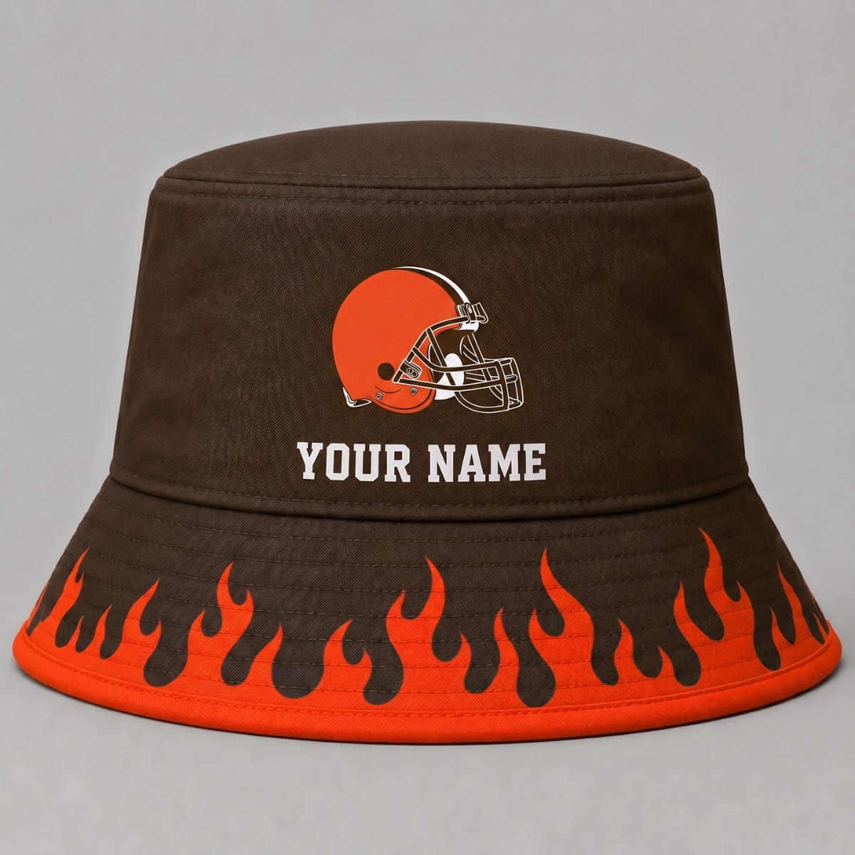 Personalized Cleveland Browns Flame Brim Bucket Hat – Custom Name | NFL Fan Outfit