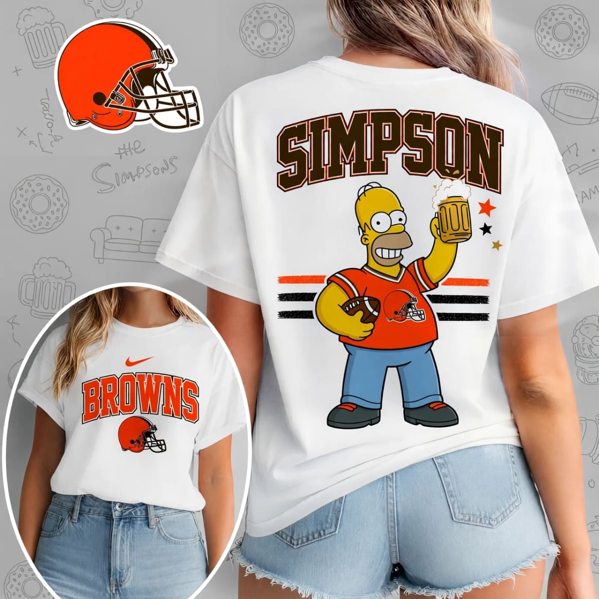 Cleveland Browns x The Simpsons Football Game Day Unisex T-Shirt – NFL Fan Outfit