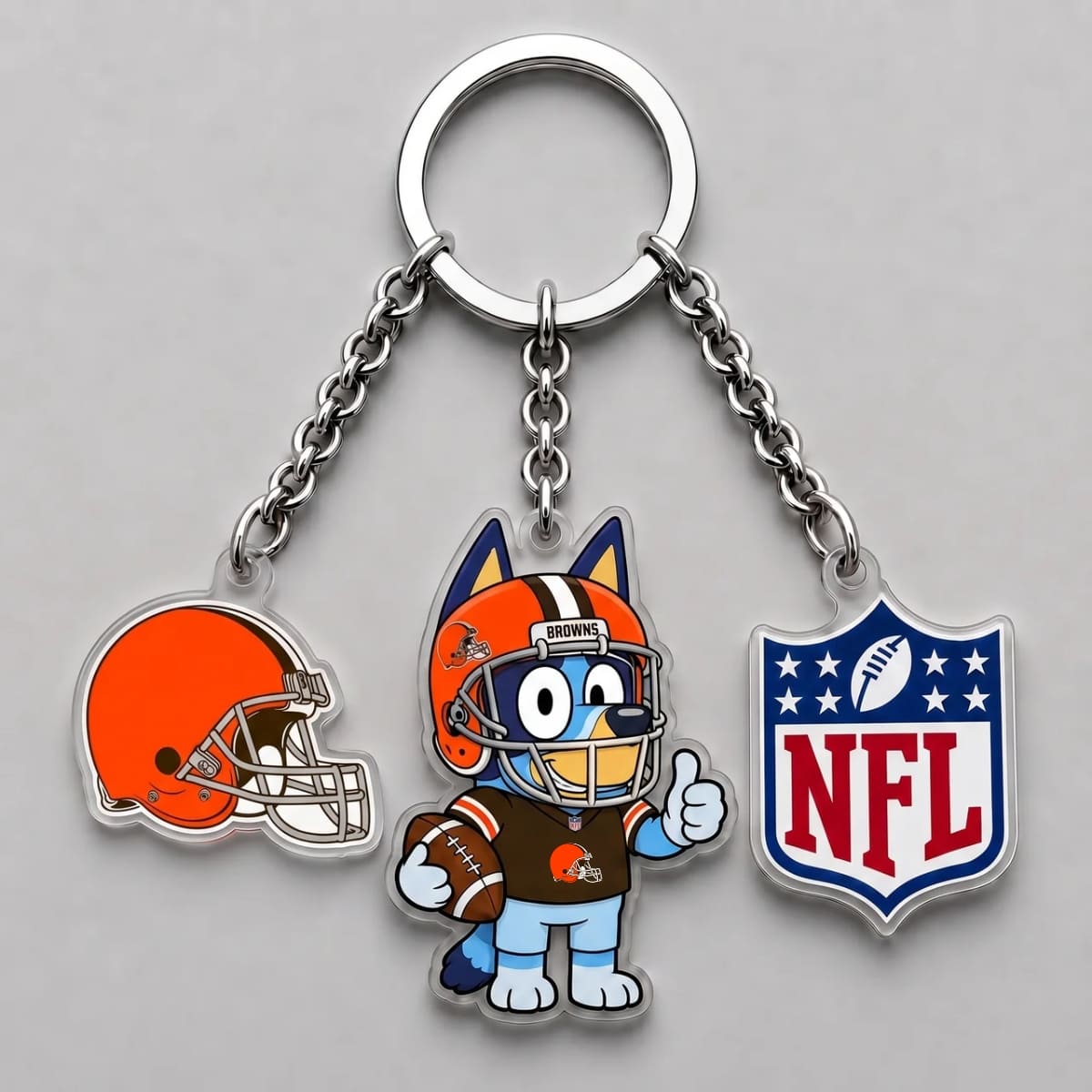 Cleveland Browns x Bluey Triple Charm Keychain | NFL Fan Gift