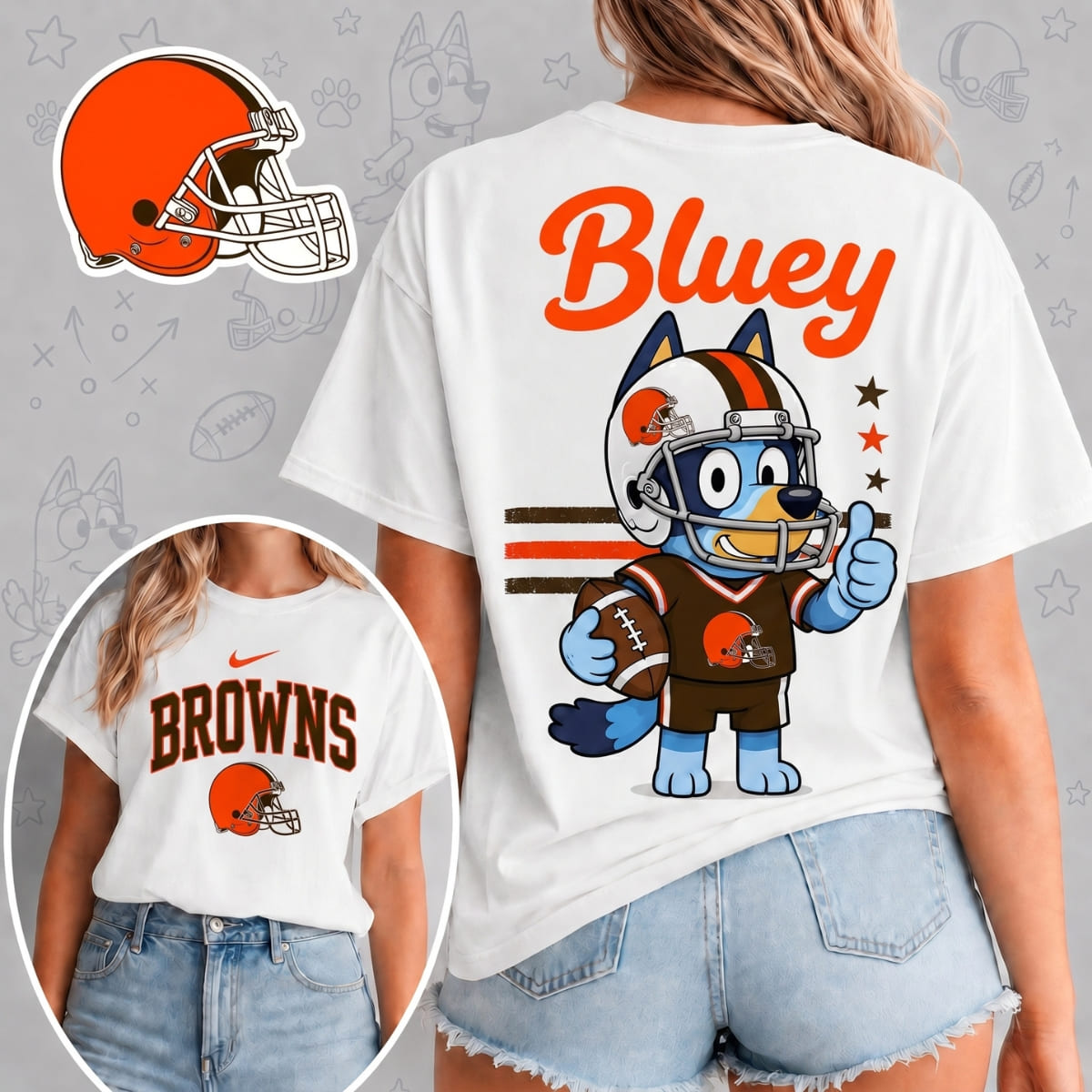 Cleveland Browns x Bluey Football Game Day Unisex T-Shirt – NFL Fan Outfit