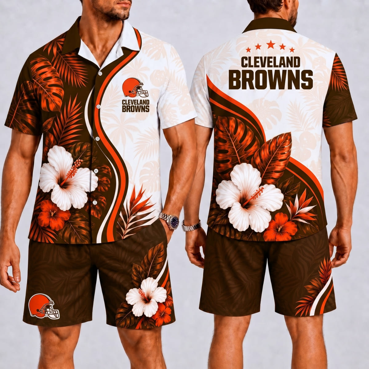 Cleveland Browns Tropical Tailgate Hawaii Shirt & Shorts Set – NFL Fan Outfit