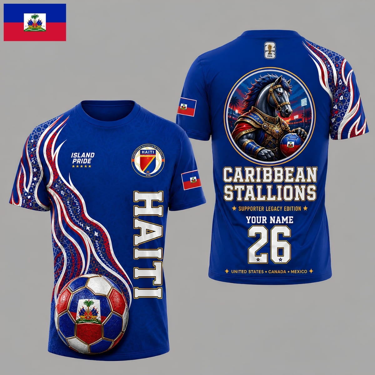 Personalized Haiti Caribbean Stallions World Cup 2026 Unisex T-Shirt – Custom Name & Number