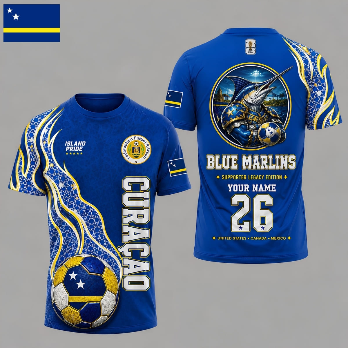 Personalized Curaçao Blue Marlins World Cup 2026 Unisex T-Shirt – Custom Name & Number