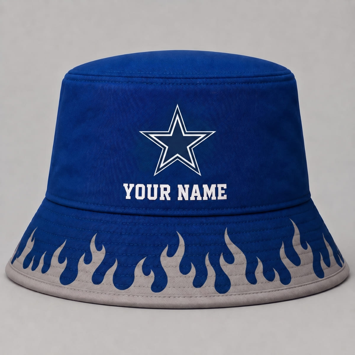 Personalized Dallas Cowboys Flame Brim Bucket Hat – Custom Name | NFL Fan Outfit