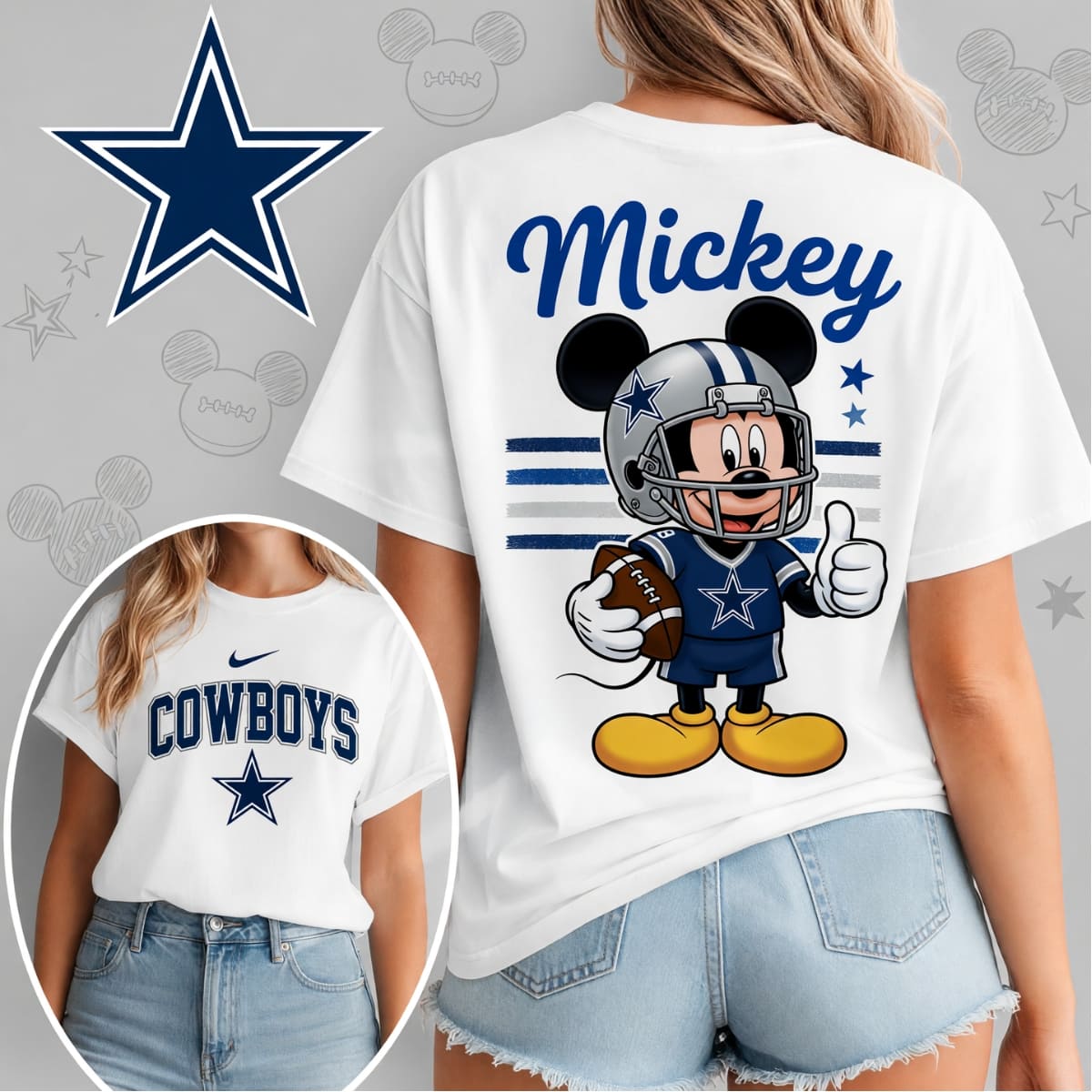 Dallas Cowboys x Mickey Mouse Football Game Day Unisex T-Shirt – NFL Fan Outfit