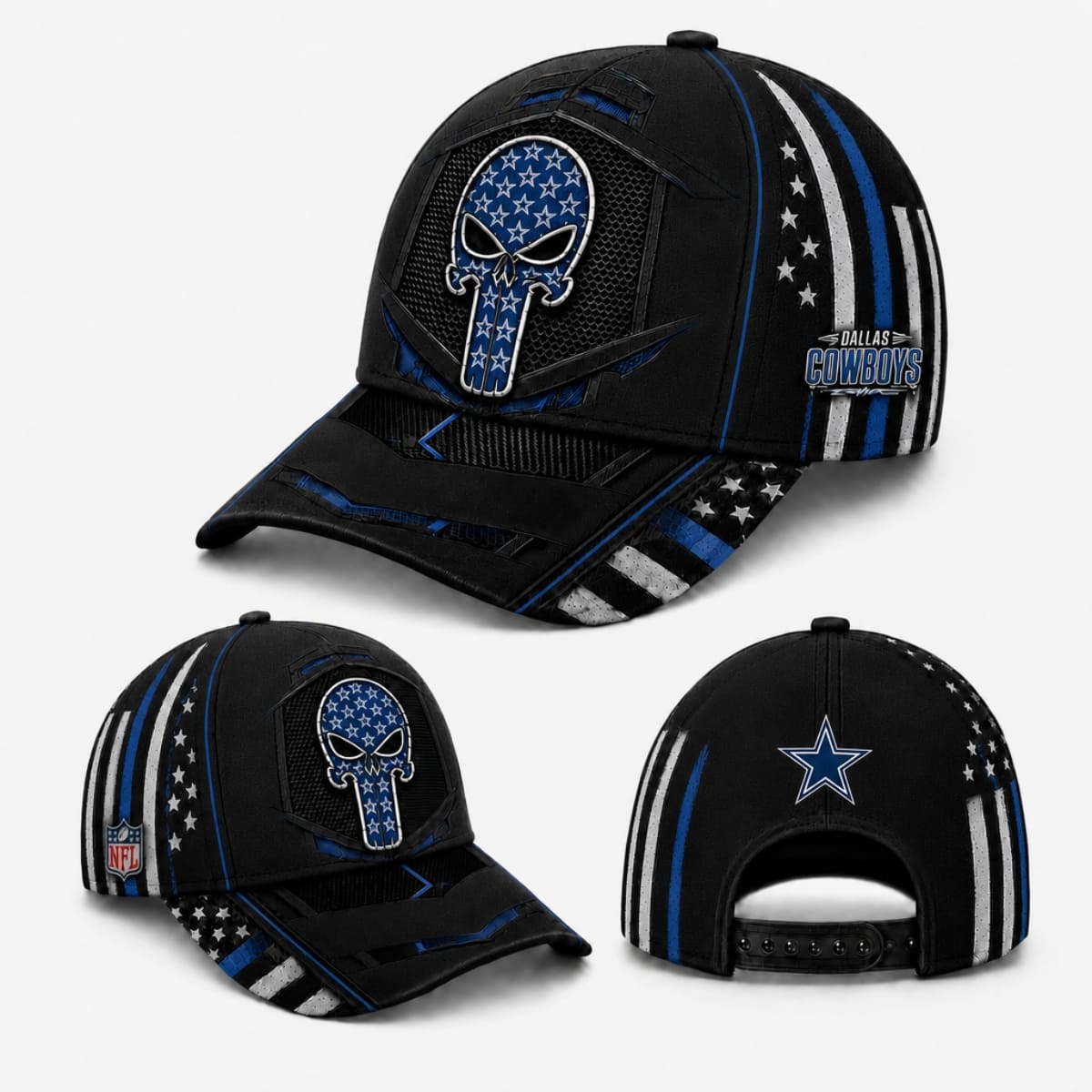 Personalized Dallas Cowboys Tactical Skull Cap – Custom Name | NFL Outfit