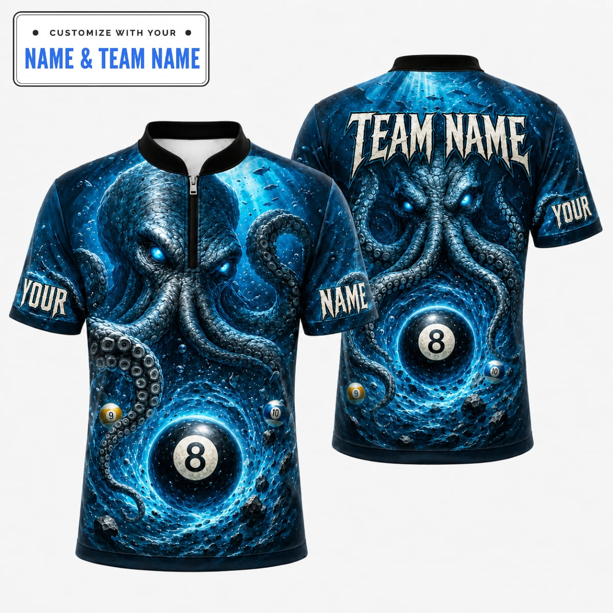 Personalized Badass Octopus 8 Ball Billiards Shirts – Custom Name & Team Name