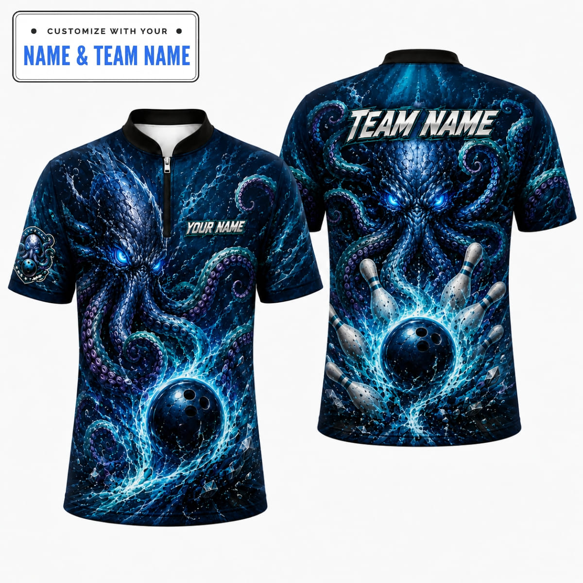 Personalized Kraken Octopus Bowling Shirt – Custom Name & Team Name