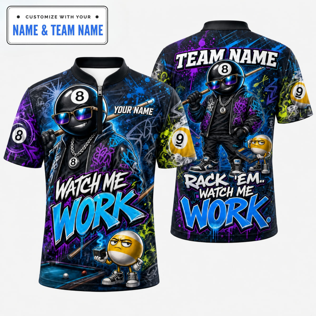 Personalized Cool 8-Ball Watch Me Work Billiards Shirt – Custom Name & Team Name