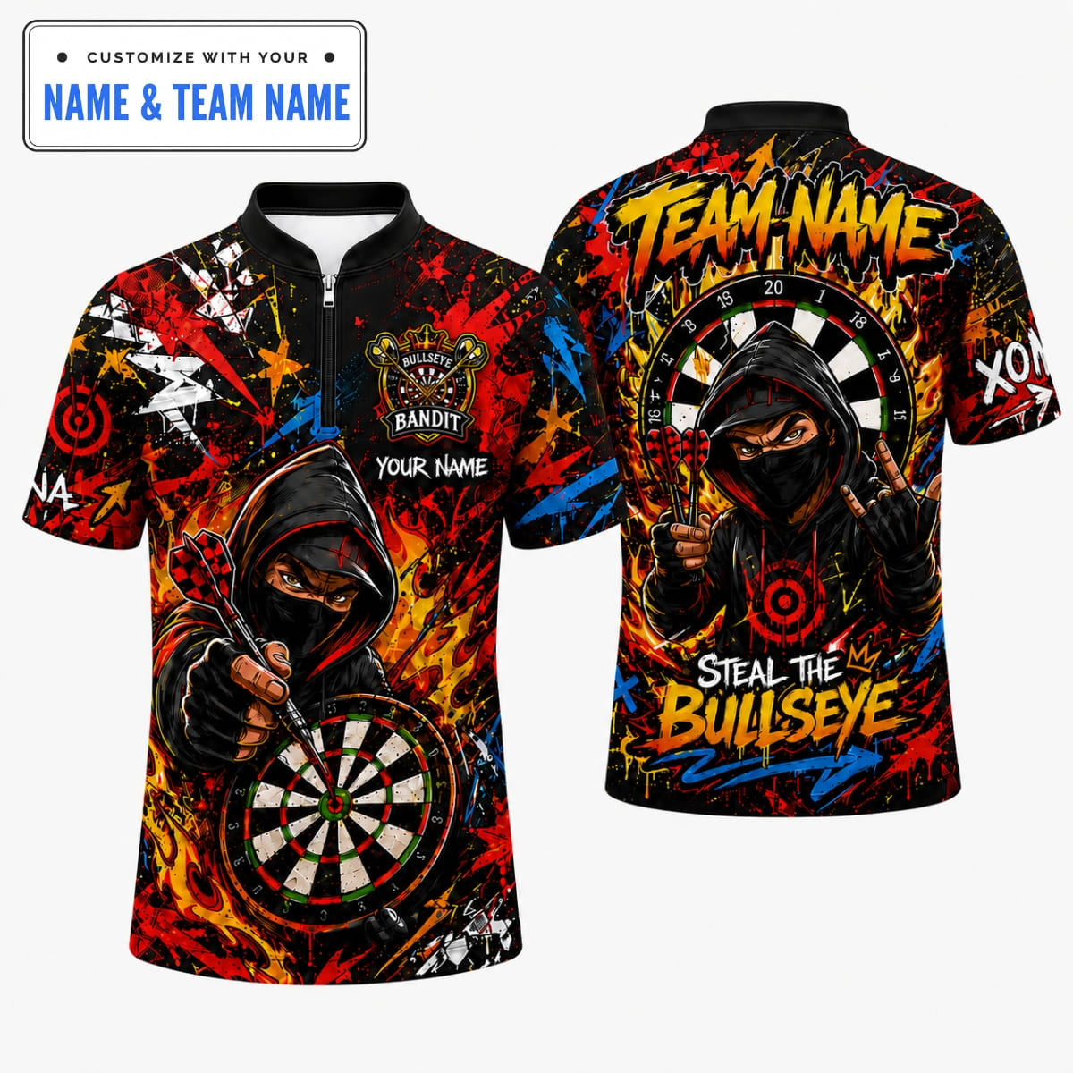 Personalized Hooded Bandit Steal The Bullseye Darts Shirt – Custom Name & Team Name