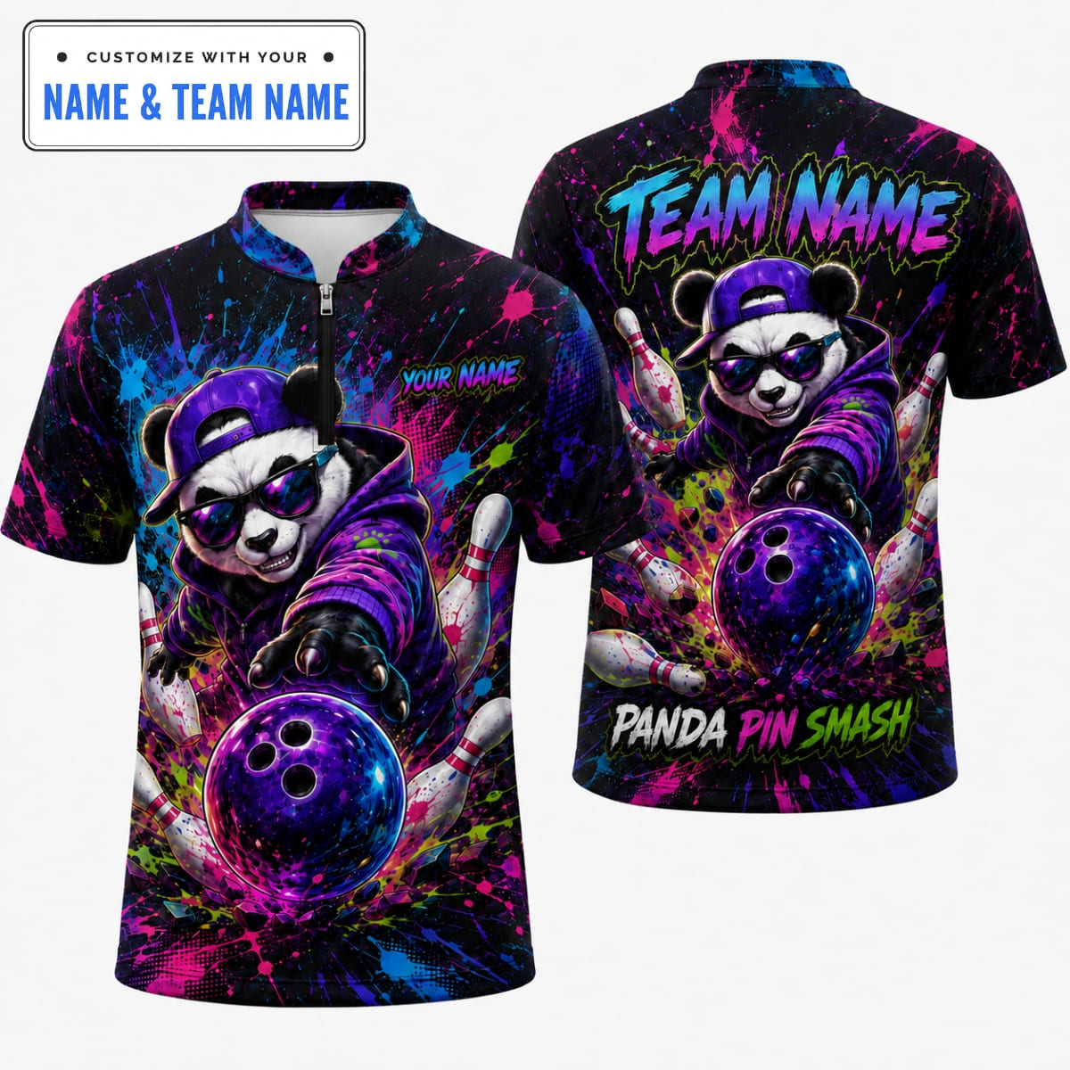 Personalized Badass Panda Pin Smash Bowling Shirt – Custom Name & Team Name