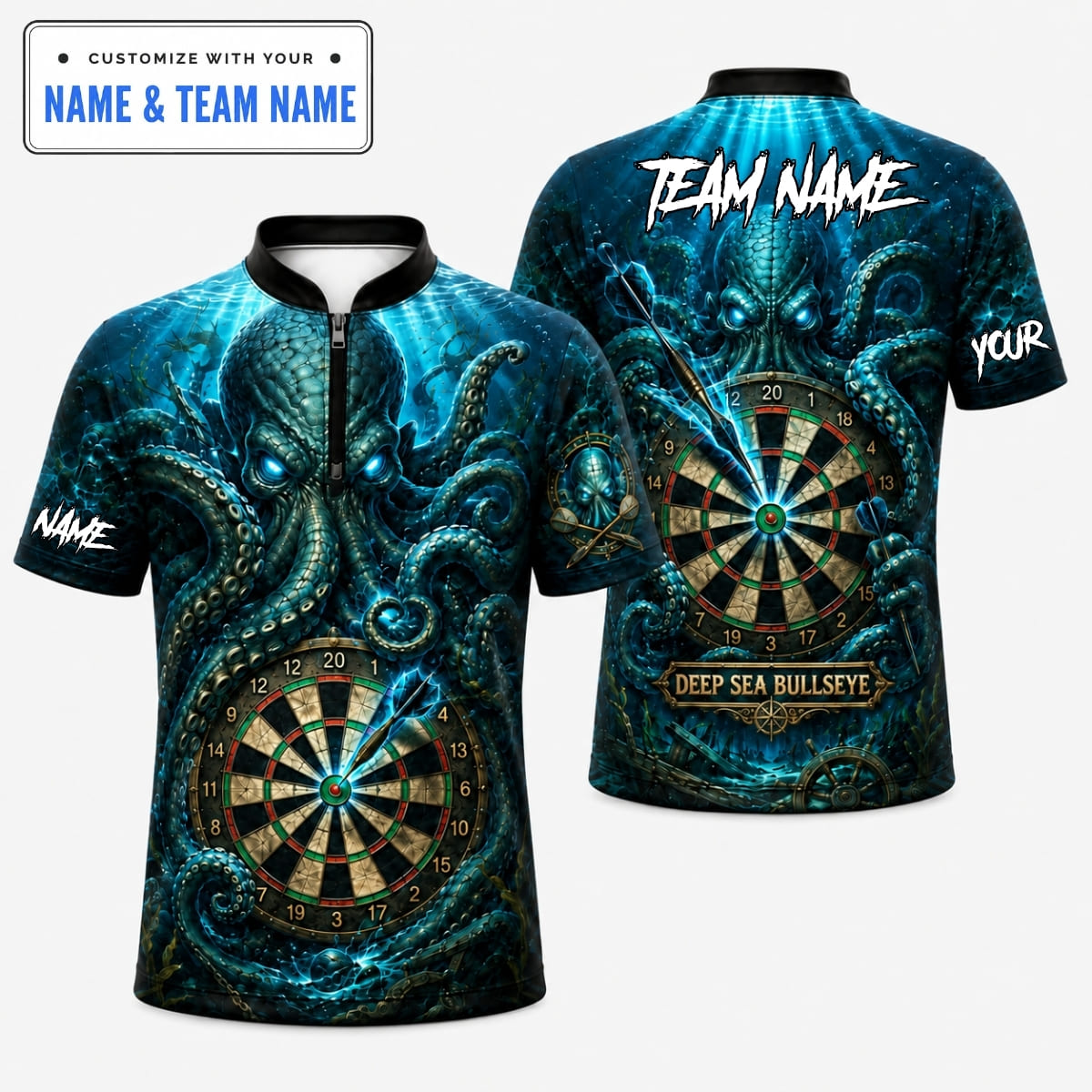 [5 Colors] Personalized Deep Sea Kraken Octopus Darts Shirt – Custom Name & Team Name