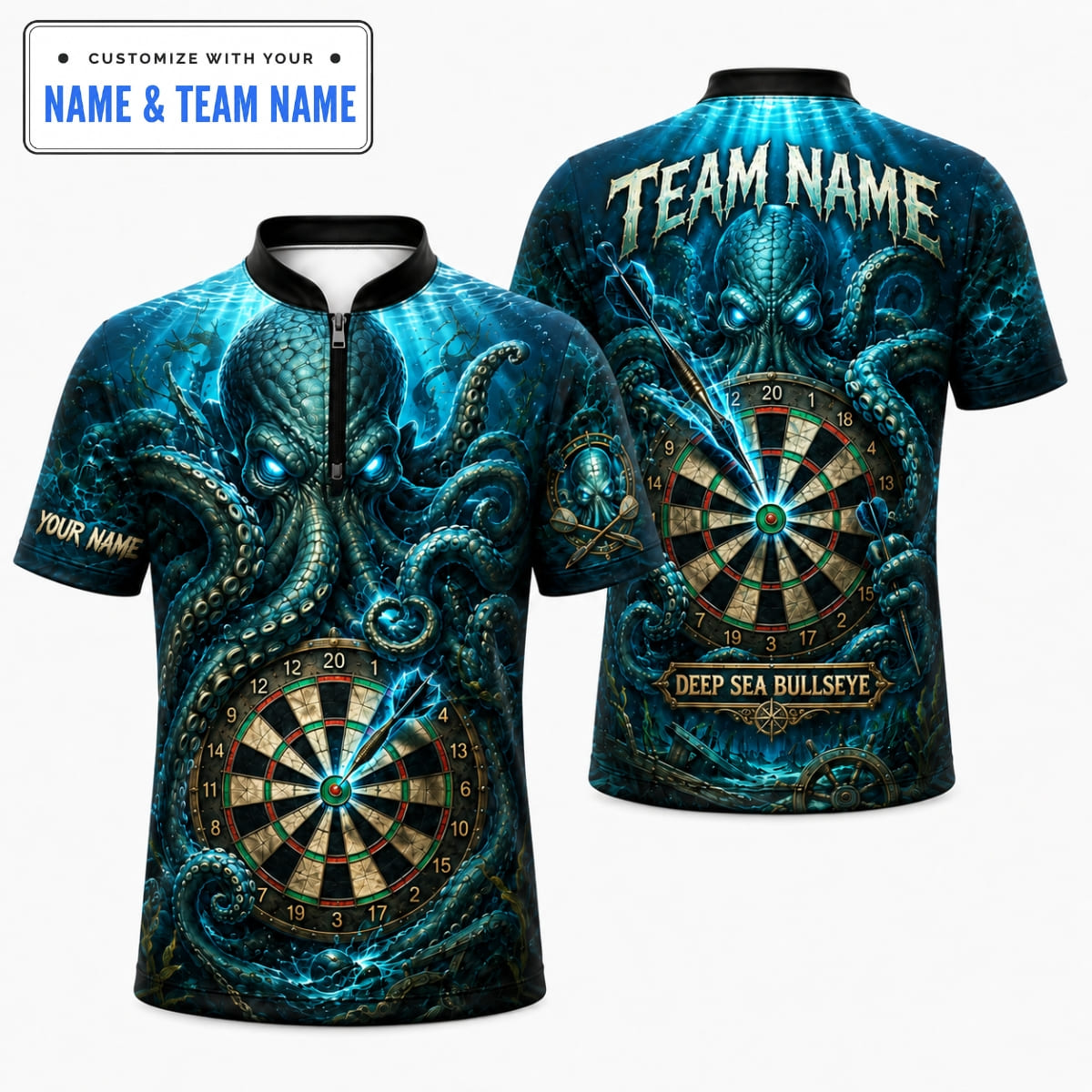 Personalized Deep Sea Kraken Octopus Darts Shirt – Custom Name & Team Name