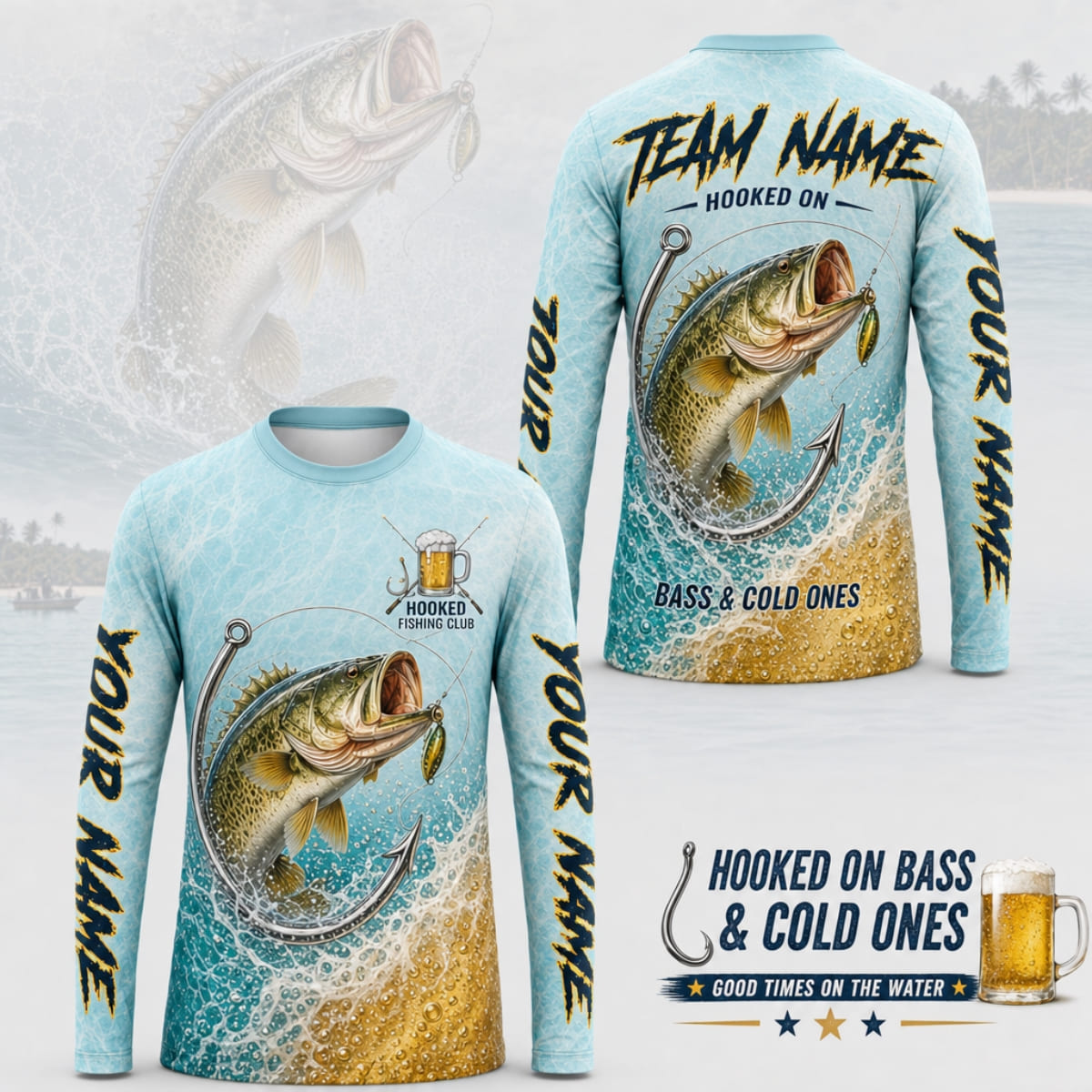(12 Fish Types) Personalized Fishing Beer Club Fan Fishing Shirt – Custom Name & Team Name