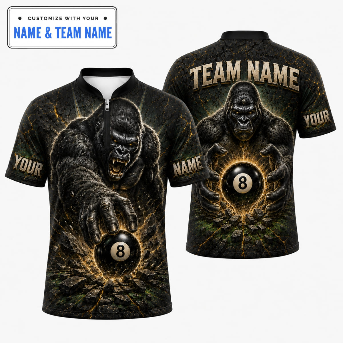 Personalized Angry Kong 8 Ball Billiards Shirts – Custom Name & Team Name