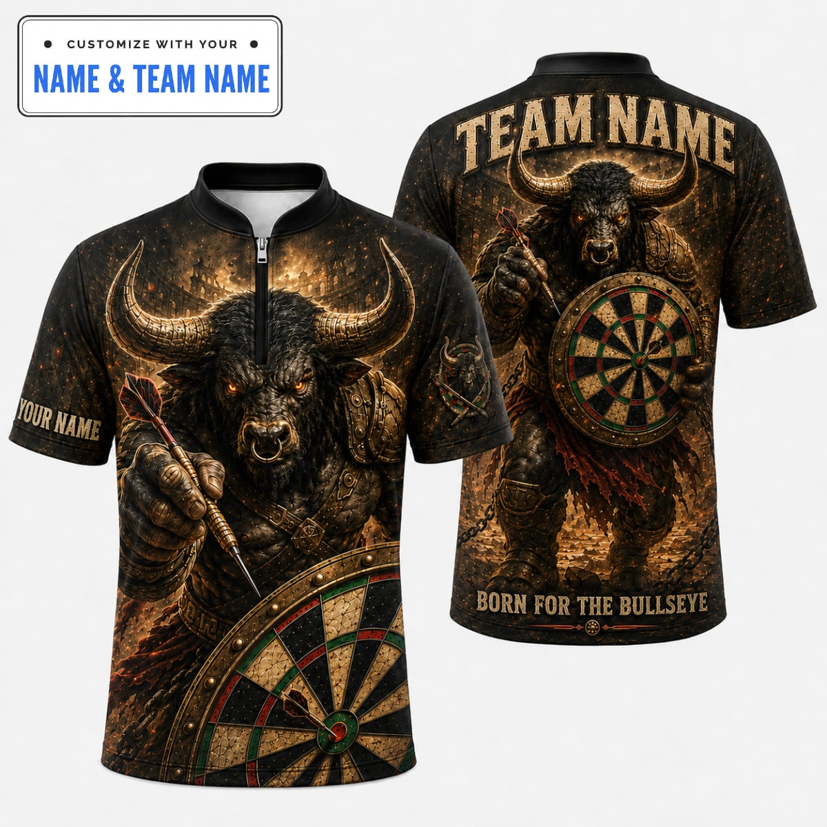 Personalized Raging Bull Minotaur Warrior Darts Shirts – Custom Name & Team Name