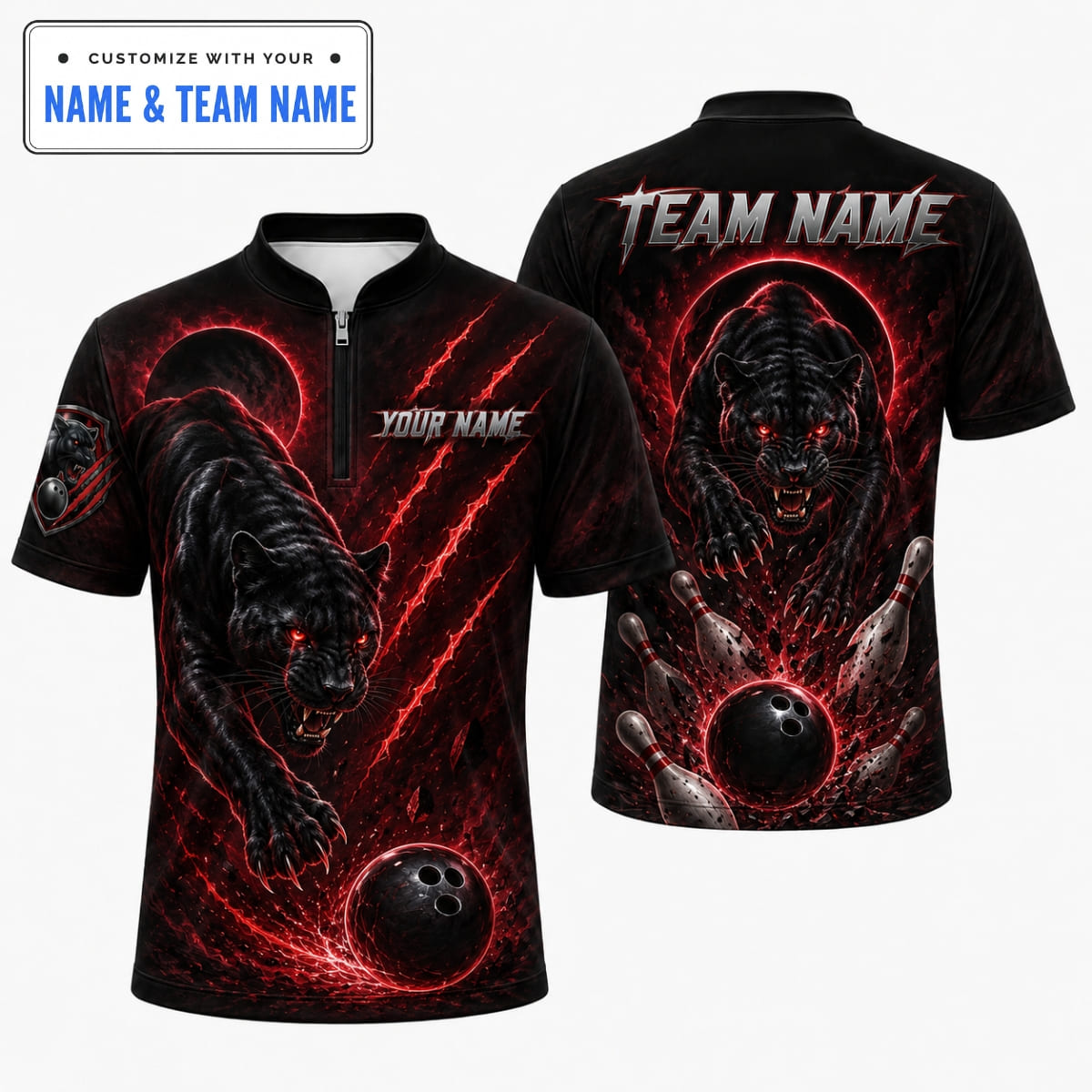 Personalized Black Panther Bowling Shirt – Custom Name & Team Name
