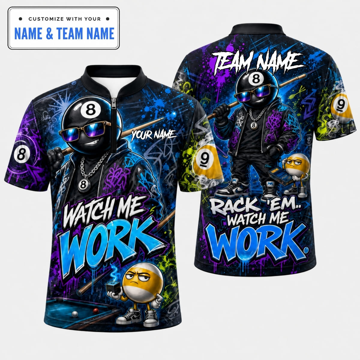 Personalized Cool 8-Ball Watch Me Work Billiards Shirt – Custom Name & Team Name