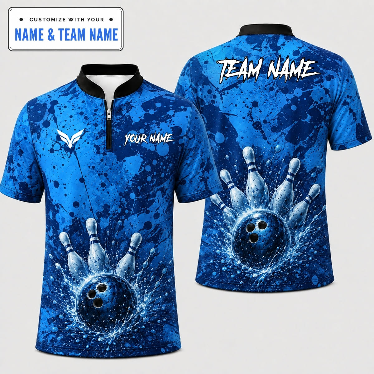 [5 Colors] Personalized Kinetic Dynamic Splatter Paint Bowling Shirt – Custom Name & Team Name