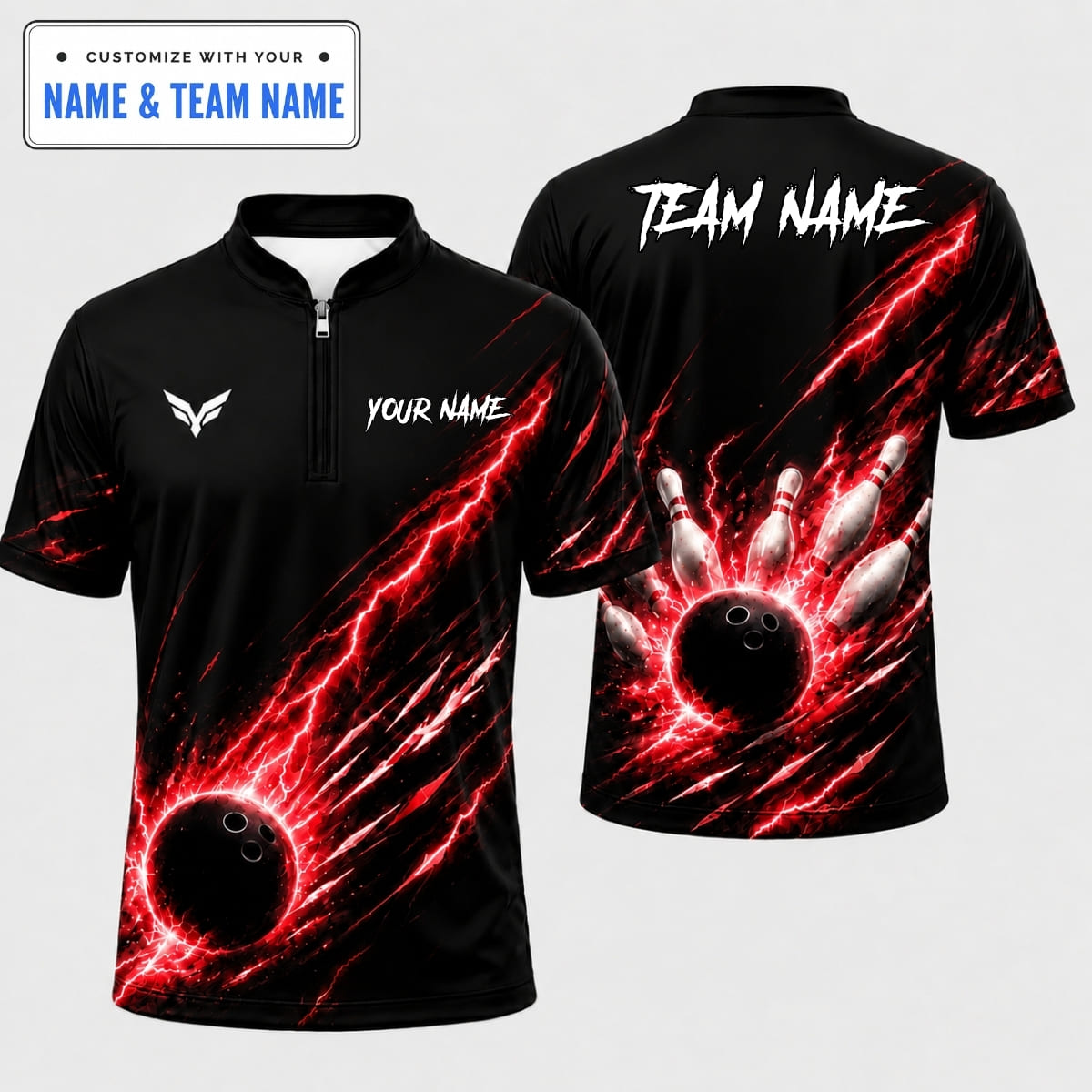 [5 Colors] Personalized Electric Lightning Shockwave Bowling Shirt – Custom Name & Team Name