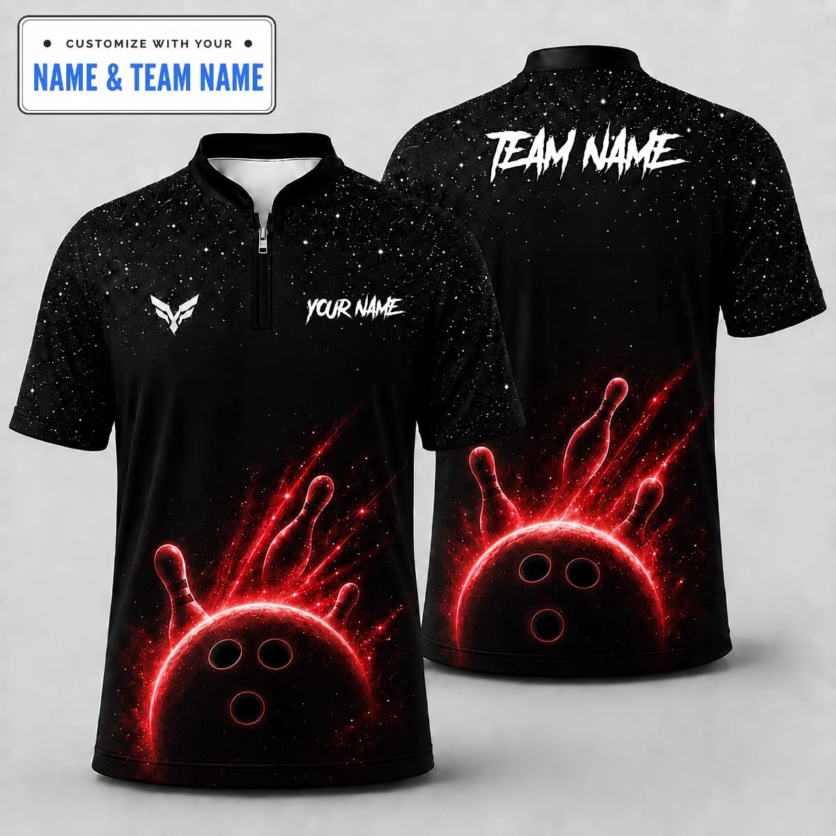 [5 Colors] Personalized Glowing Starry Night Bowling Shirt – Custom Name & Team Name