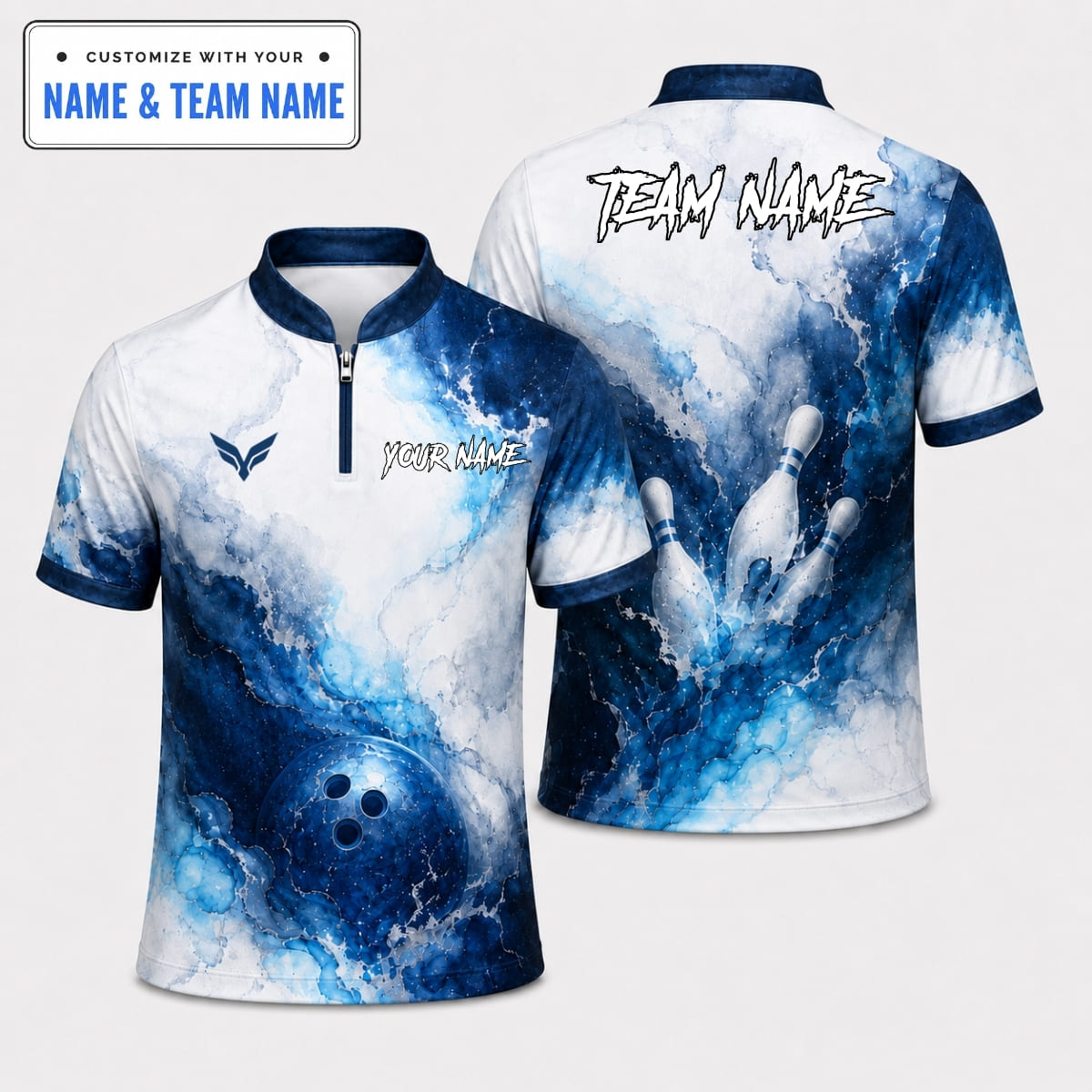 [5 Colors] Personalized Dynamic Watercolor Splash Bowling Shirt – Custom Name & Team Name