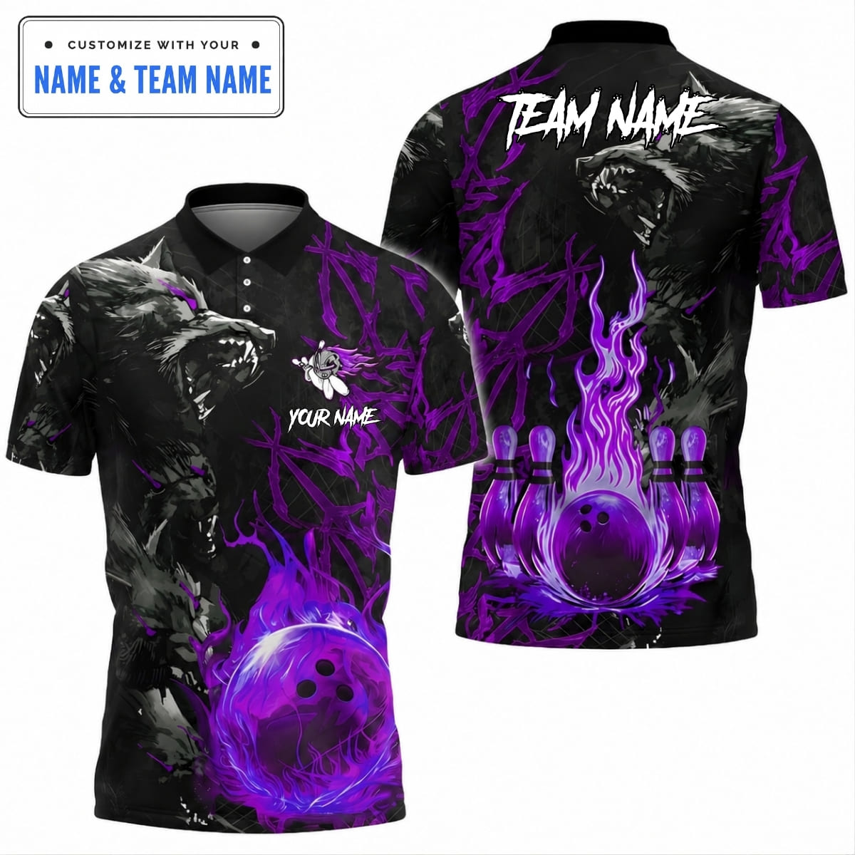 [5 Colors] Personalized Werewolf Beast Bowling Pins Strike Bowling Shirt – Custom Name & Team Name