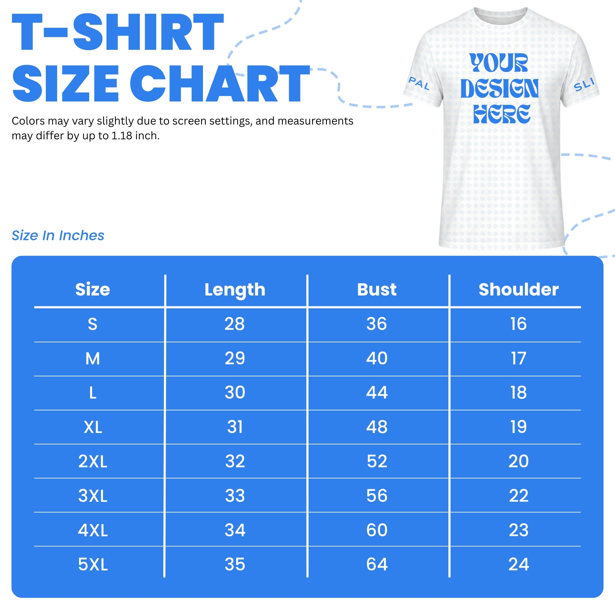t shirt size chart